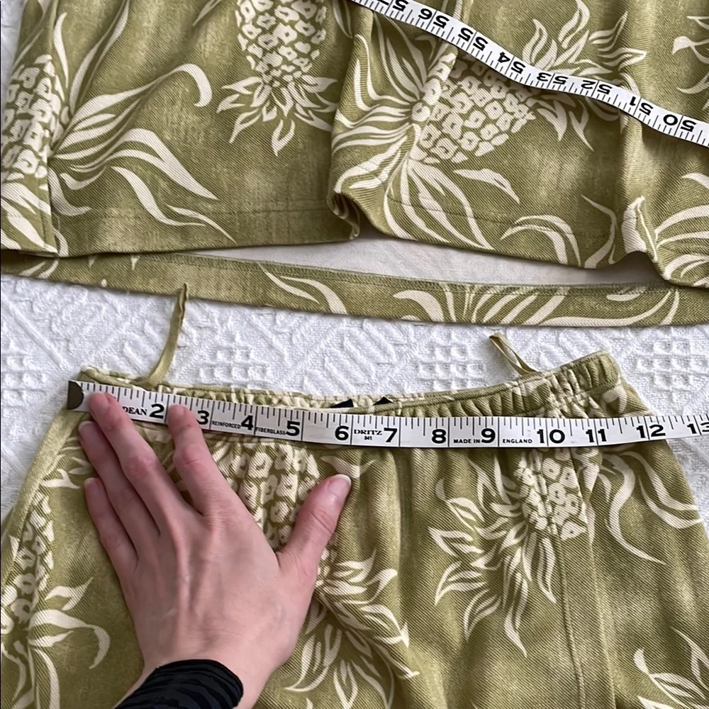 Tommy Bahama silk Olive Green Floral Top and Skirt Set